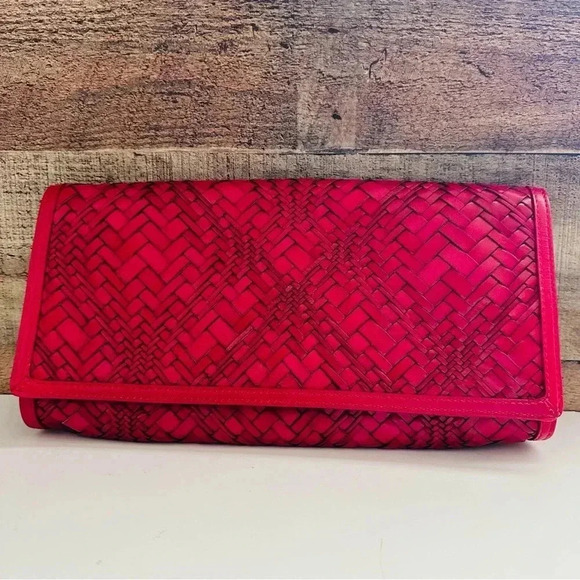 NWOT Cole Haan Leather Weave Clutch - Picture 1 of 11